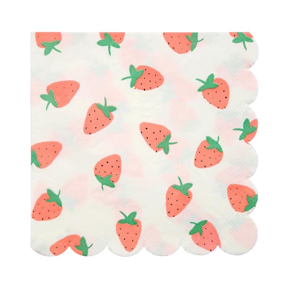 Strawberry Print Large Paper Napkins By Meri Meri